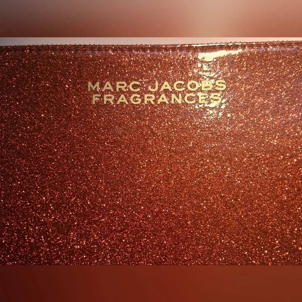 EUC Marc Jacobs Red Sparkle Vegan Patent Travel Cosmetic Makeup Beauty Pouch Bag